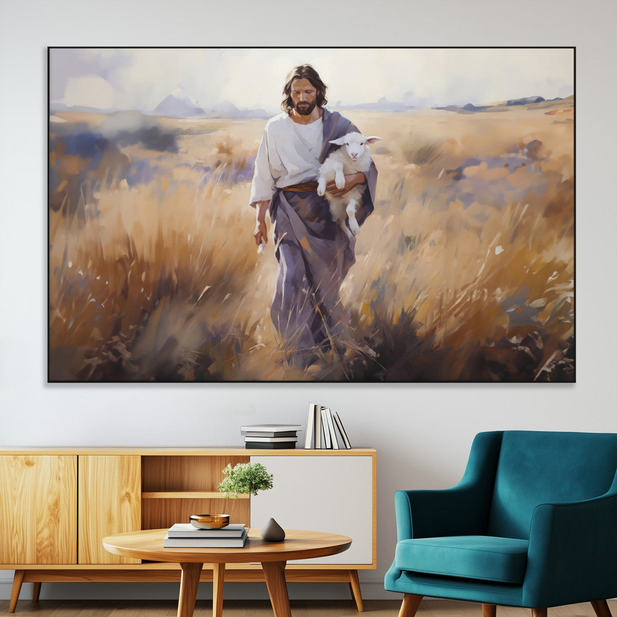Jesus the Good Shepherd Wall Art Canvas Print - Lost Lamb