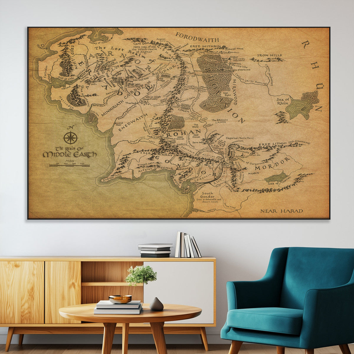 Middle Earth Map Canvas Wall Art – Vintage Fantasy Map