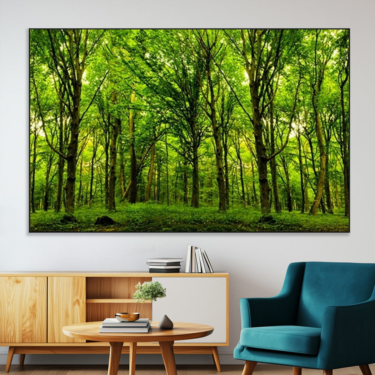 Lush Green Forest Canvas Print | 3-Panel Forest Wall Art |