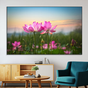Pink Flower on the Mountain Canvas Print, Framed Pink Flower