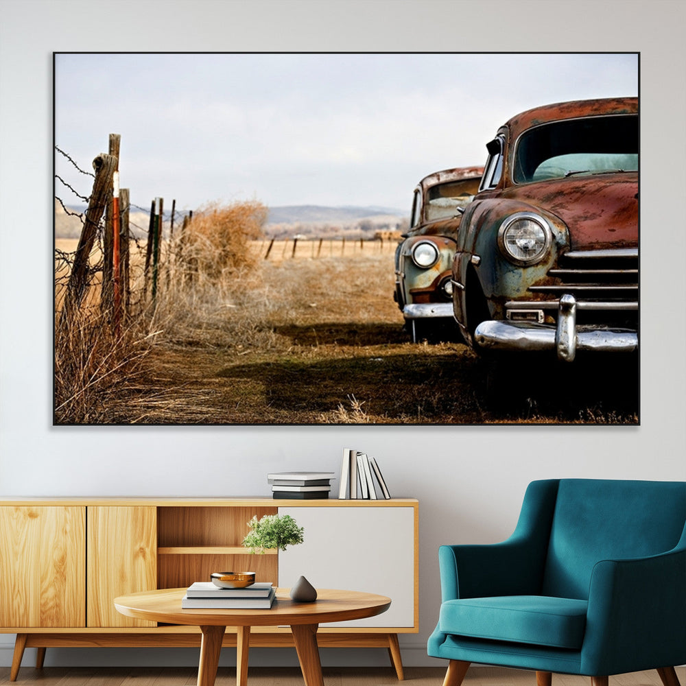 Old Rustic Classic Car Wall Art Canvas Print