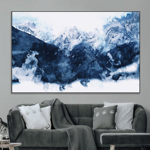 Abstract Blue Mountain Canvas Wall Art – Modern Triptych
