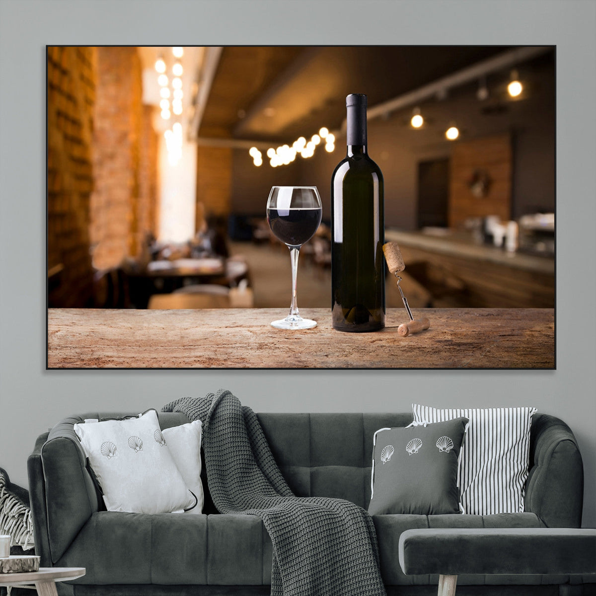 Wine and Bottle Wall Art Canvas Print