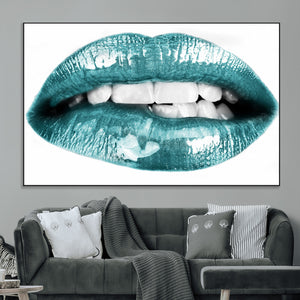 Blue Lips Wall Art Canvas Print
