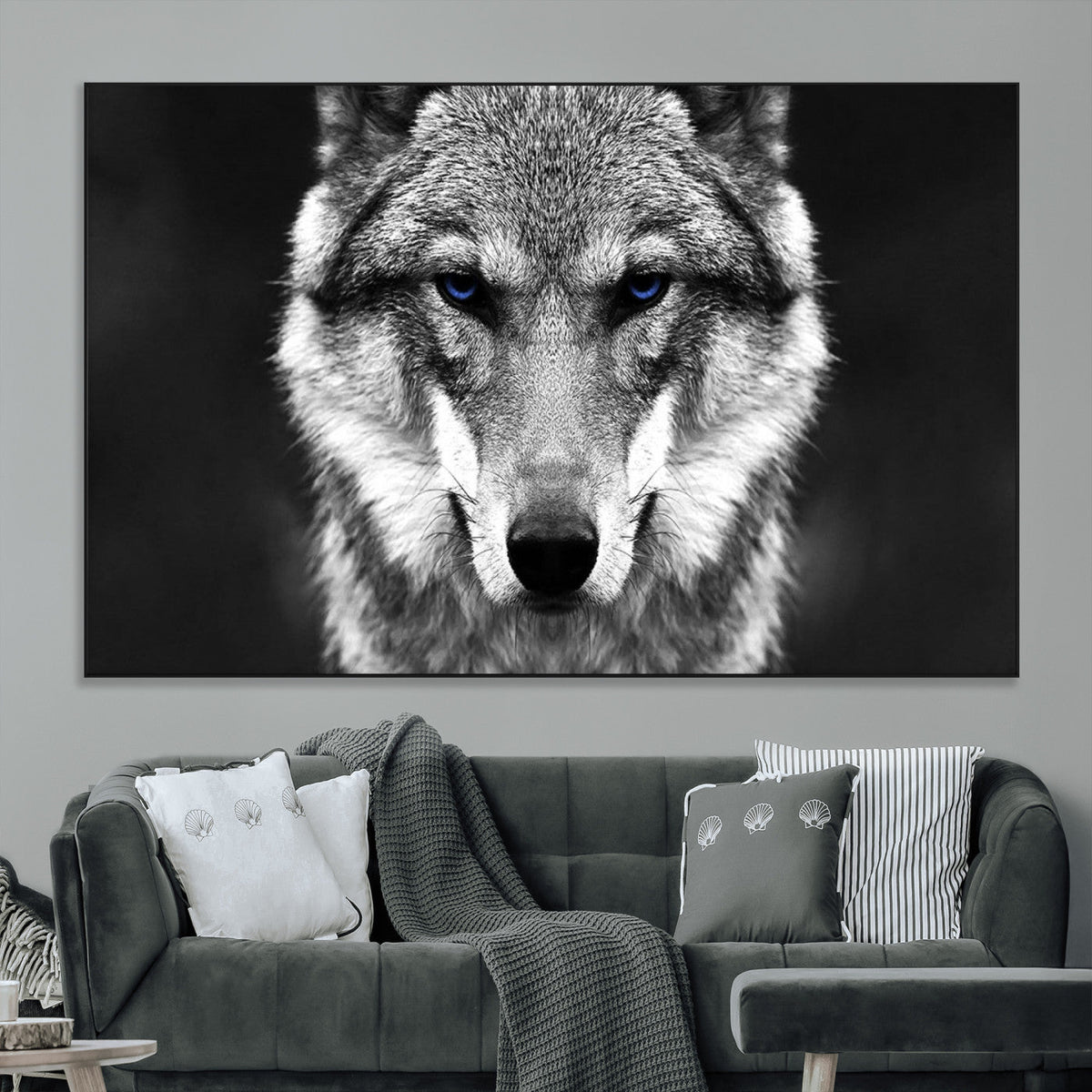 Black and White Wild Wolf Wall Art Canvas Print