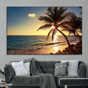 Sunset Palm Trees Wall Art Canvas Print