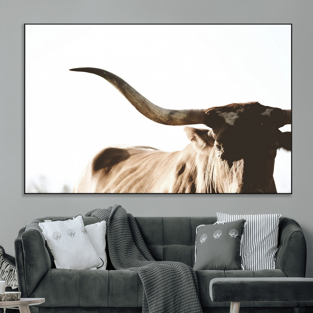 Texas Longhorn Wall Art Canvas Print | 3-Panel Large
