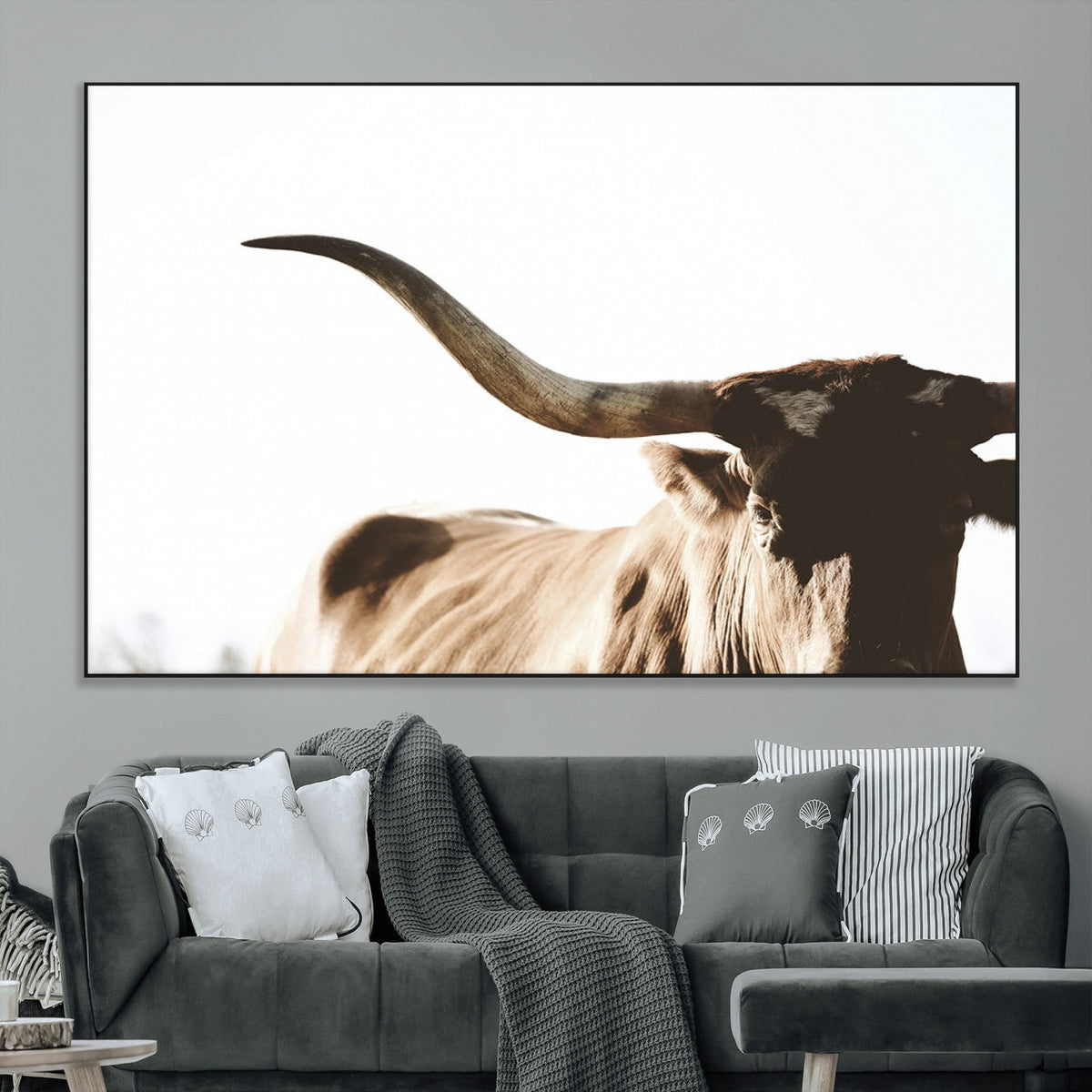 Texas Longhorn Wall Art Canvas Print | 3-Panel Large