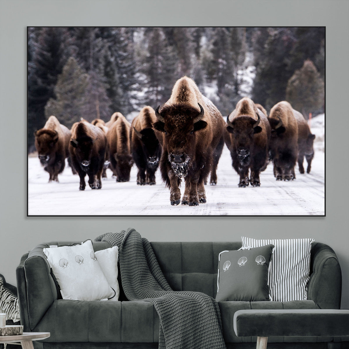 Bison Wall Art Canvas Print- Bison Herd Canvas Wall Art –