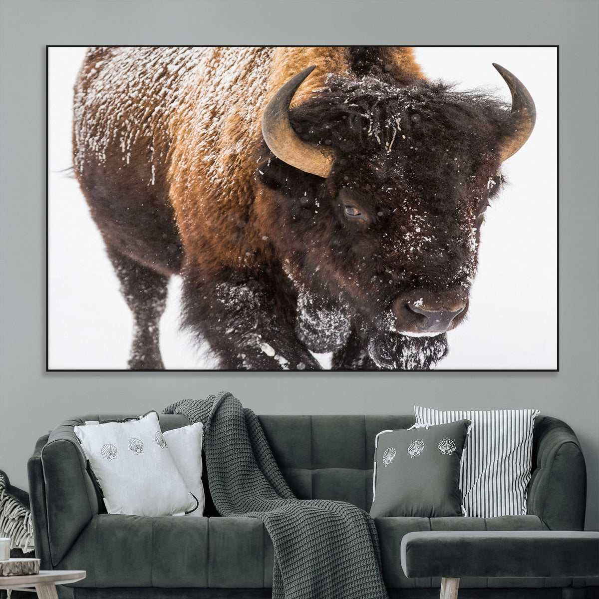 Bison Wall Art Canvas Print For Farmhouse, Wild Animal Wall