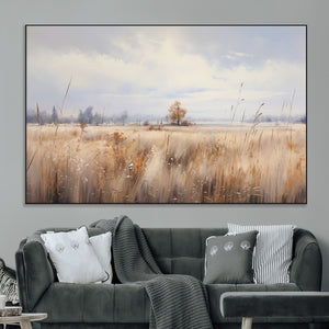 Golden Fields Wall Art Print Canvas – Serene Landscape of