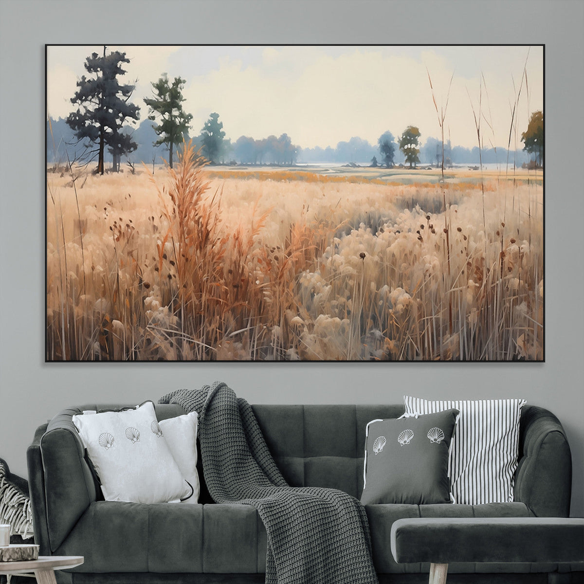 Golden Fields Canvas Wall Art Print – Serene Landscape of