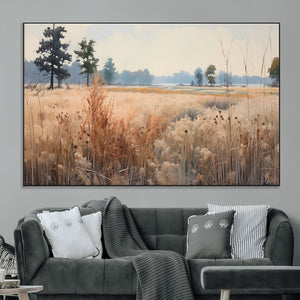 Golden Fields Canvas Wall Art Print – Serene Landscape of