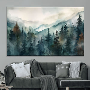 Serenity Forest Wall Art Canvas | Foggy Mountain Landscape