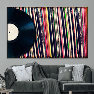 Vinyl Record and Album Collection Canvas Wall Art - Retro