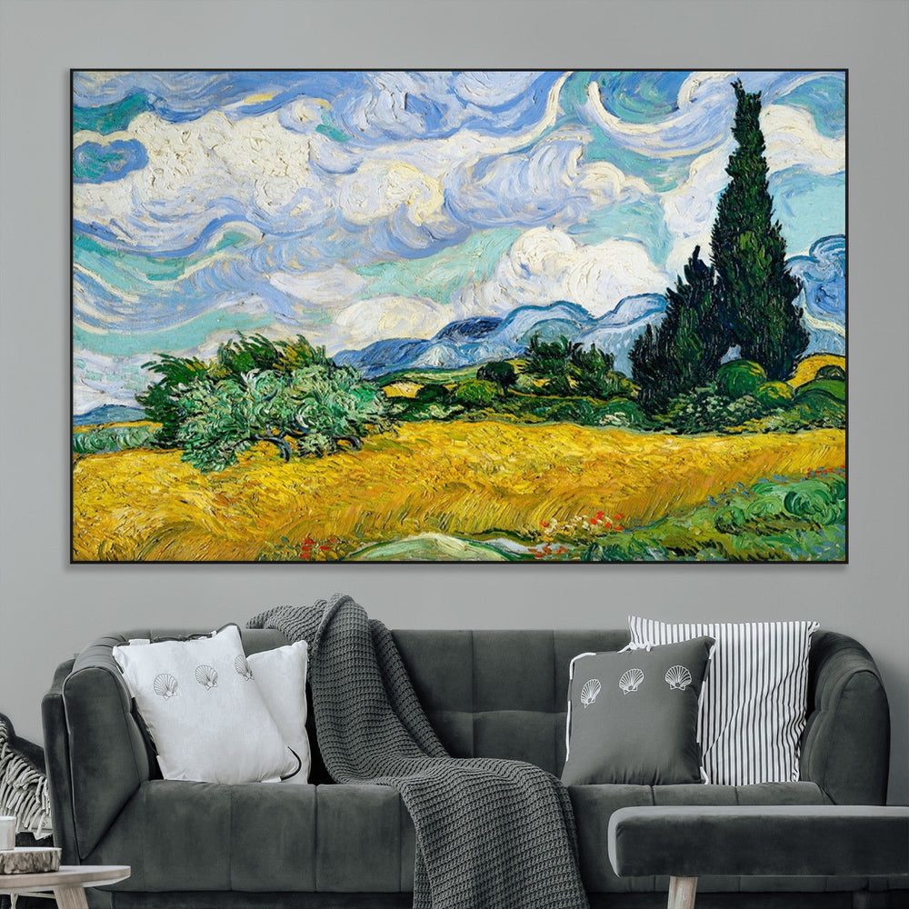 Wheatfield With Cypresses By Van Gogh Painting Wall Art