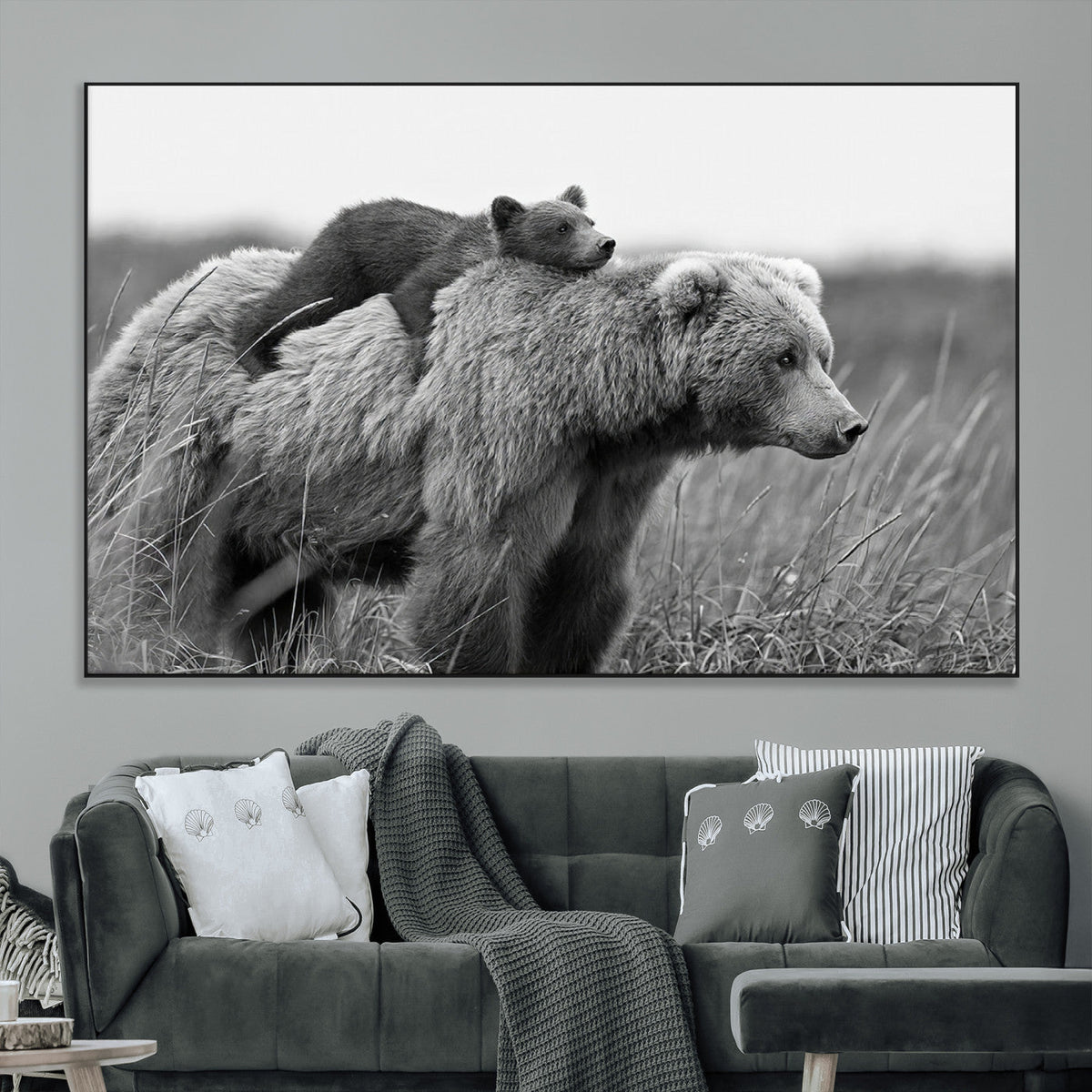 Bear and Cub Wall Art Canvas | 399 Bear Cub