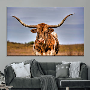 Texas Longhorn Wall Art Print, Framed Longhorn Cow Wall Art