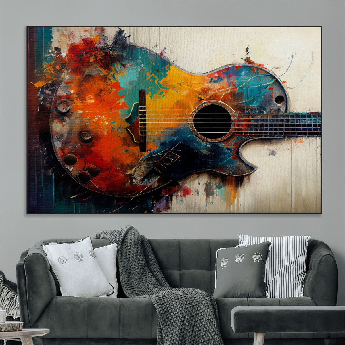 Abstract Guitar Wall Art Canvas | Vibrant Music-Inspired Art
