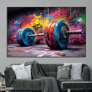 Abstract Graffiti Barbell Canvas Wall Art – Urban Fitness