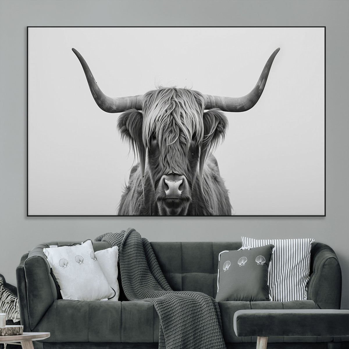 Farmhouse Longhorn Wall Art Canvas Print, Longhorn Texas