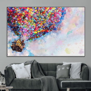 Don't Look Up Movie Canvas Wall Art - Vibrant Floating House