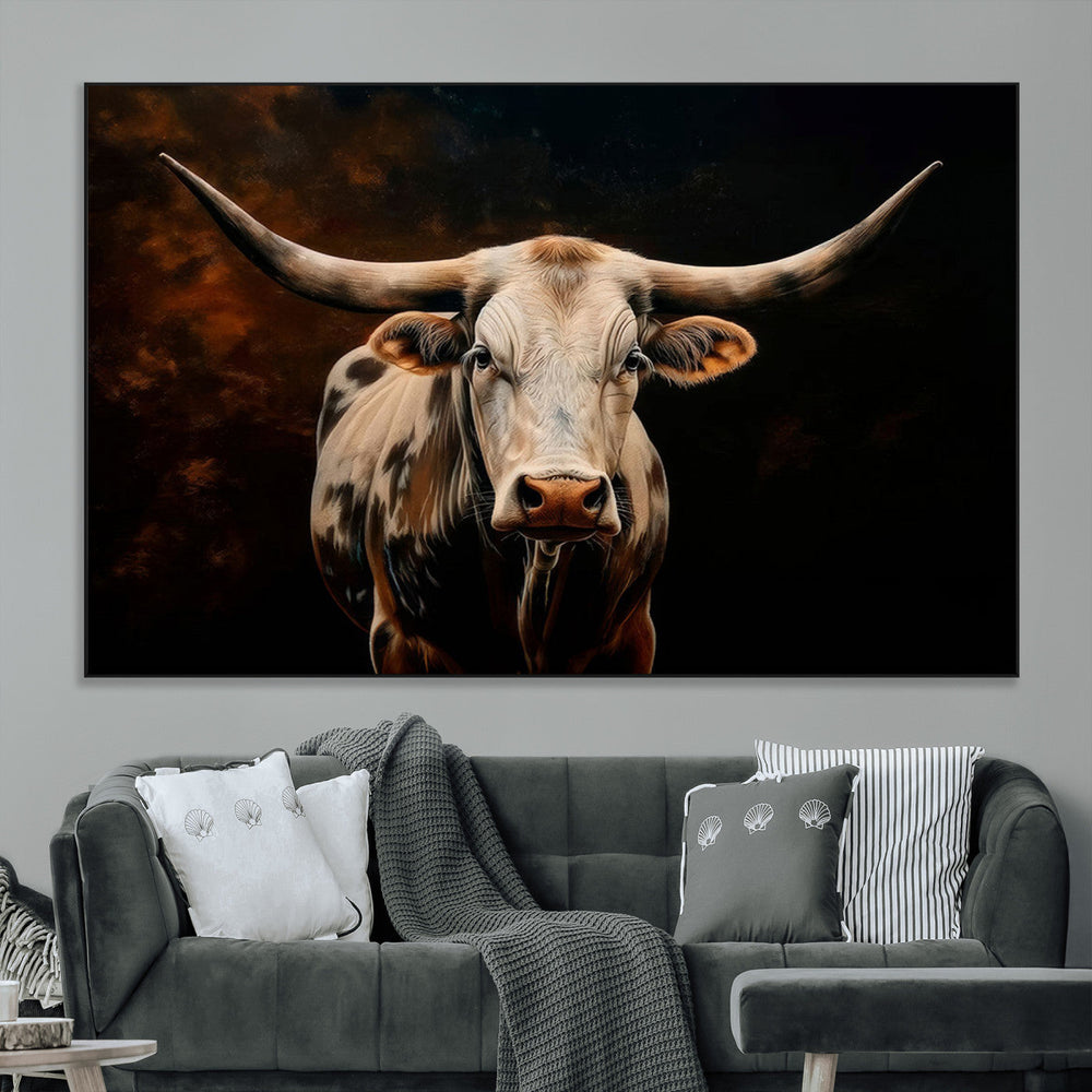 Texas Longhorn Wall Art | 3-Panel Large Texas Longhorn