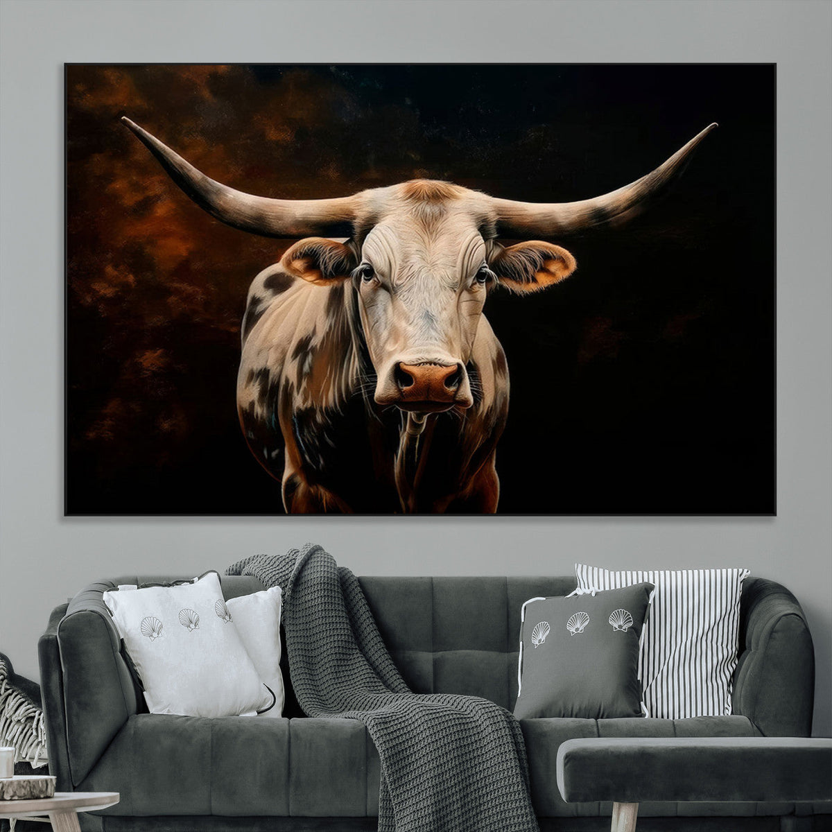 Texas Longhorn Wall Art | 3-Panel Large Texas Longhorn
