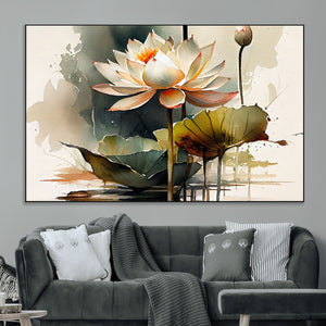 Lotus Flower Watercolor Canvas Print – A Symbol of Serenity