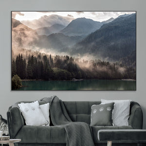 Foggy Mountain Canvas Print Forest Wall Art