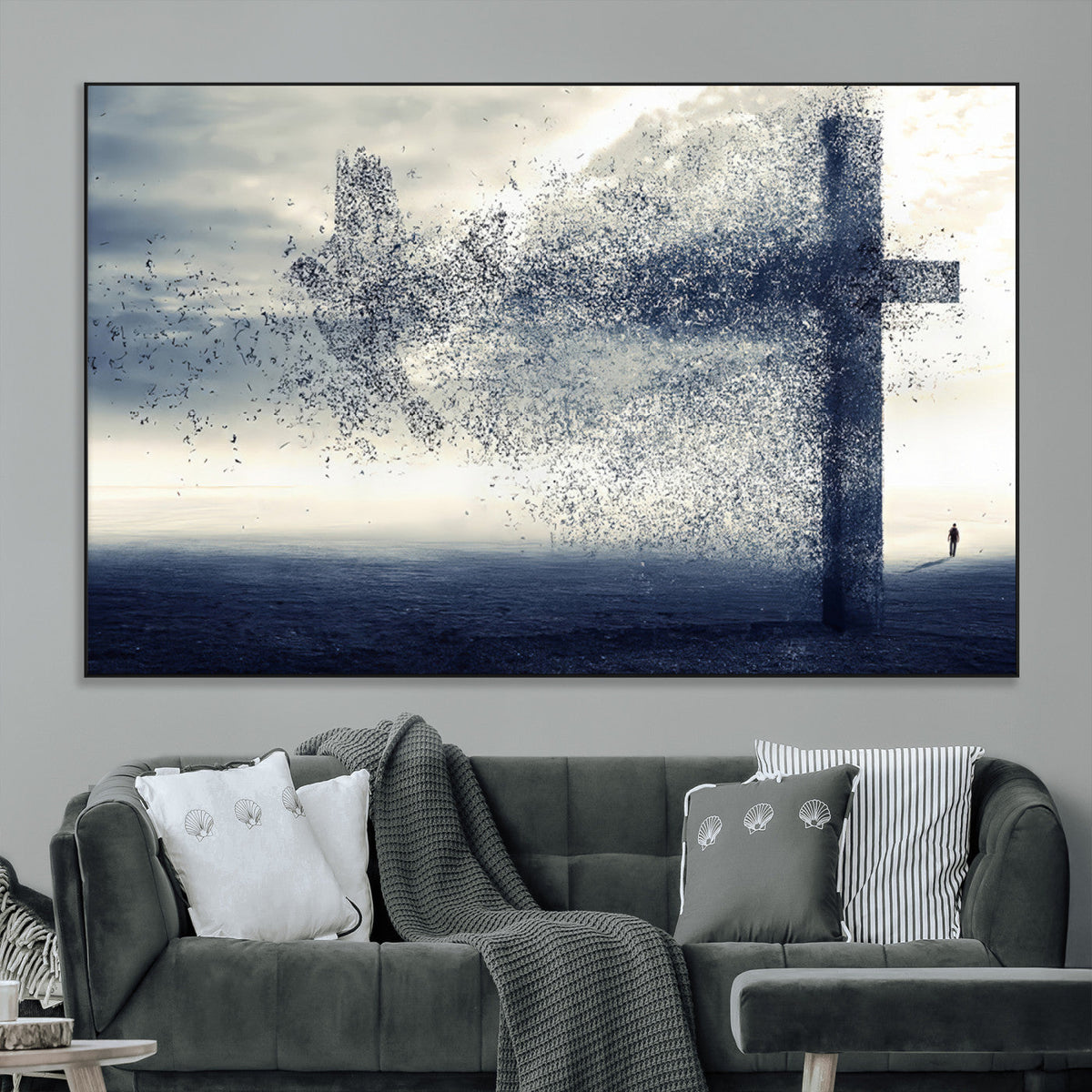 Jesus and the Fading Cross Wall Art Print – Symbol of Faith,