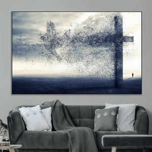 Jesus and the Fading Cross Wall Art Print – Symbol of Faith,