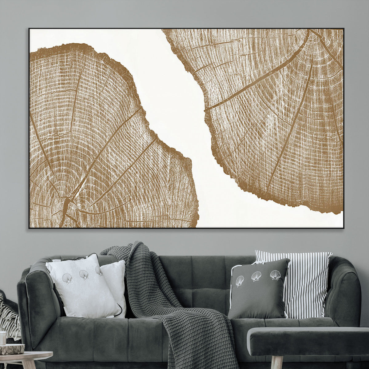 Rustic Brown Tree Ring Wall Art Canvas Print – Framed and