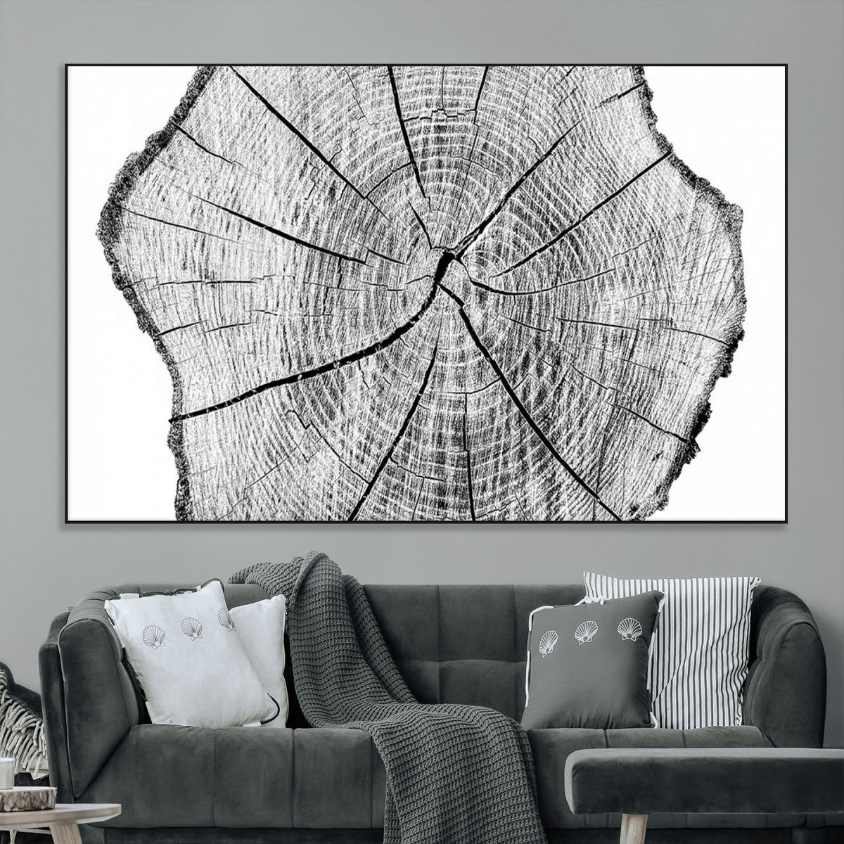 Rustic Tree Ring Wall Art Canvas Print – Framed and Ready to