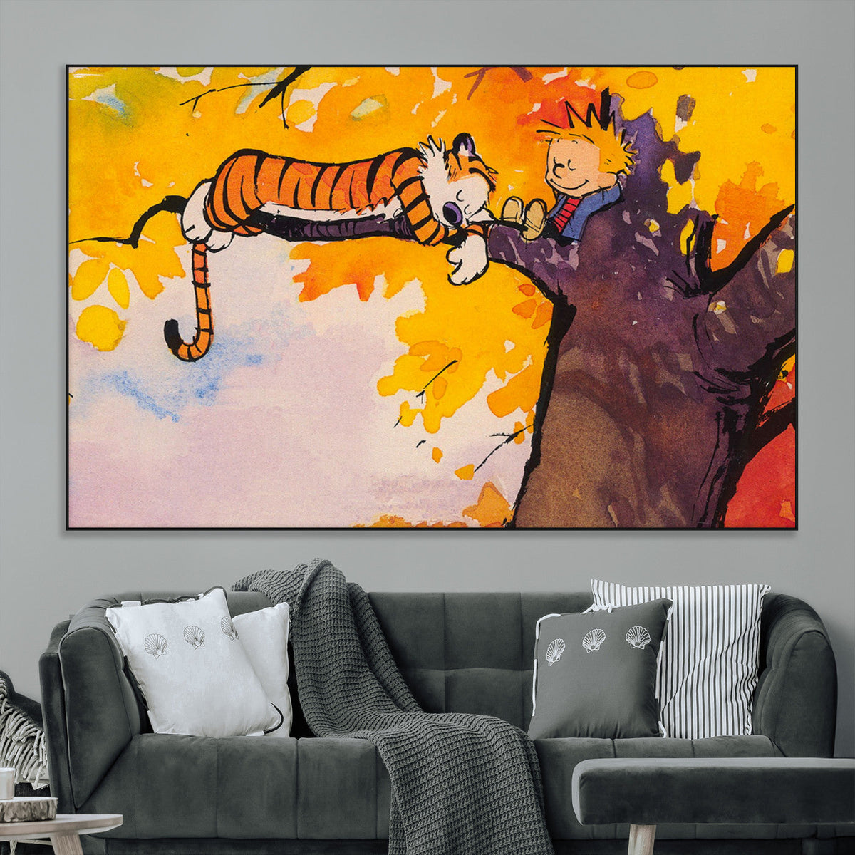 Calvin and Hobbes Tree Scene Canvas Print | 3 Panel Large