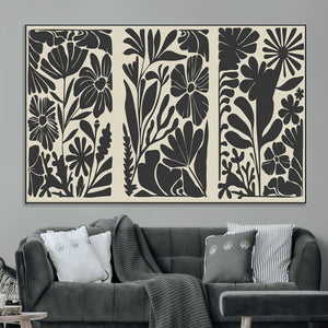 Modern Botanical Wall Art - Floral Black and White Canvas