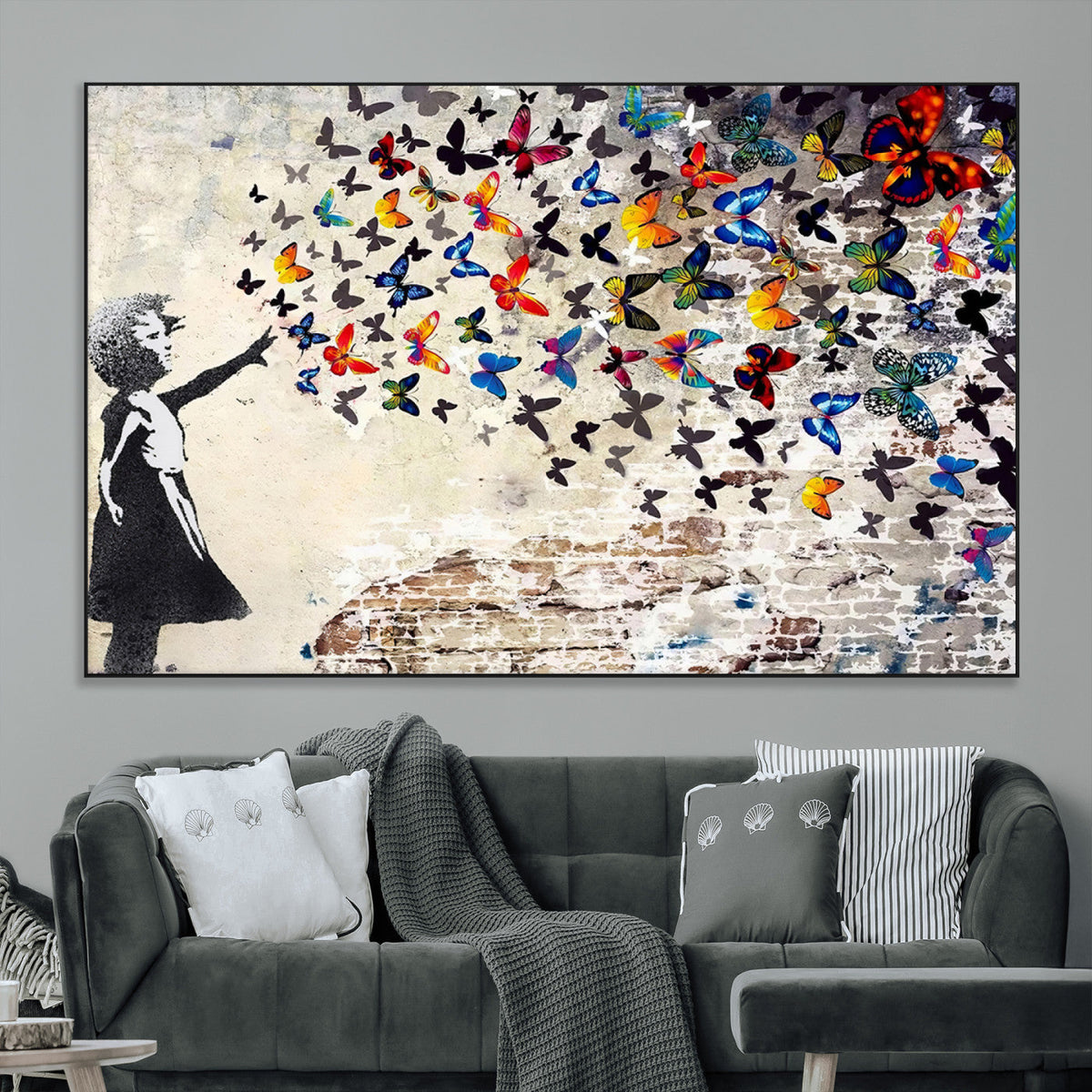 Banksy Graffiti Wall Art Canvas Print: Girl Releasing