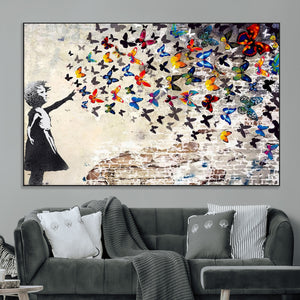 Banksy Graffiti Wall Art Canvas Print: Girl Releasing