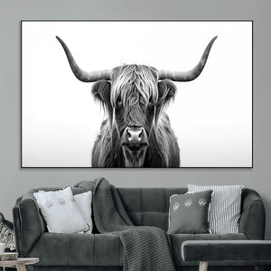 Highland Wall Art Canvas Print – Minimalist Black and White