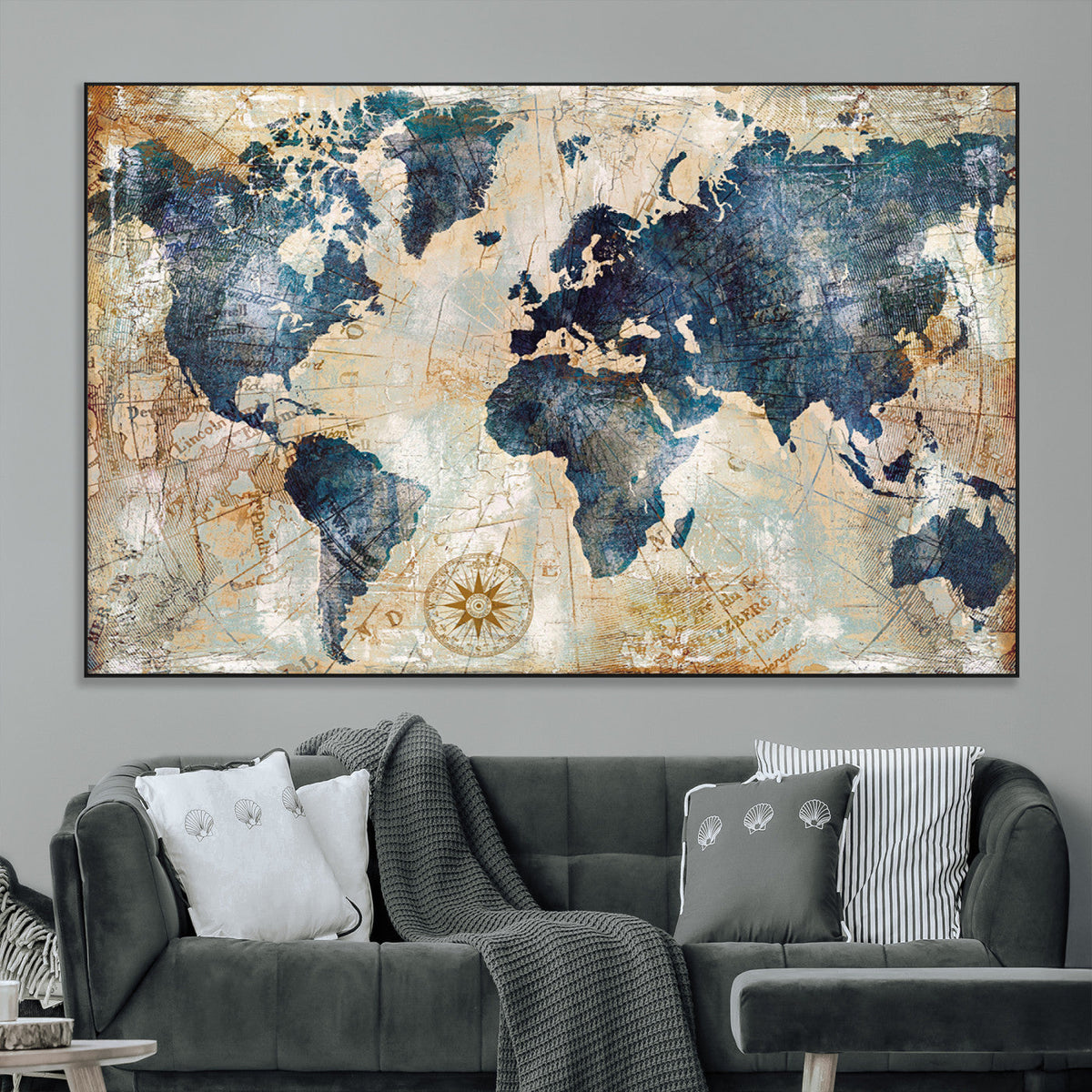 World Map Canvas Print – Framed Wall Art for Couples,