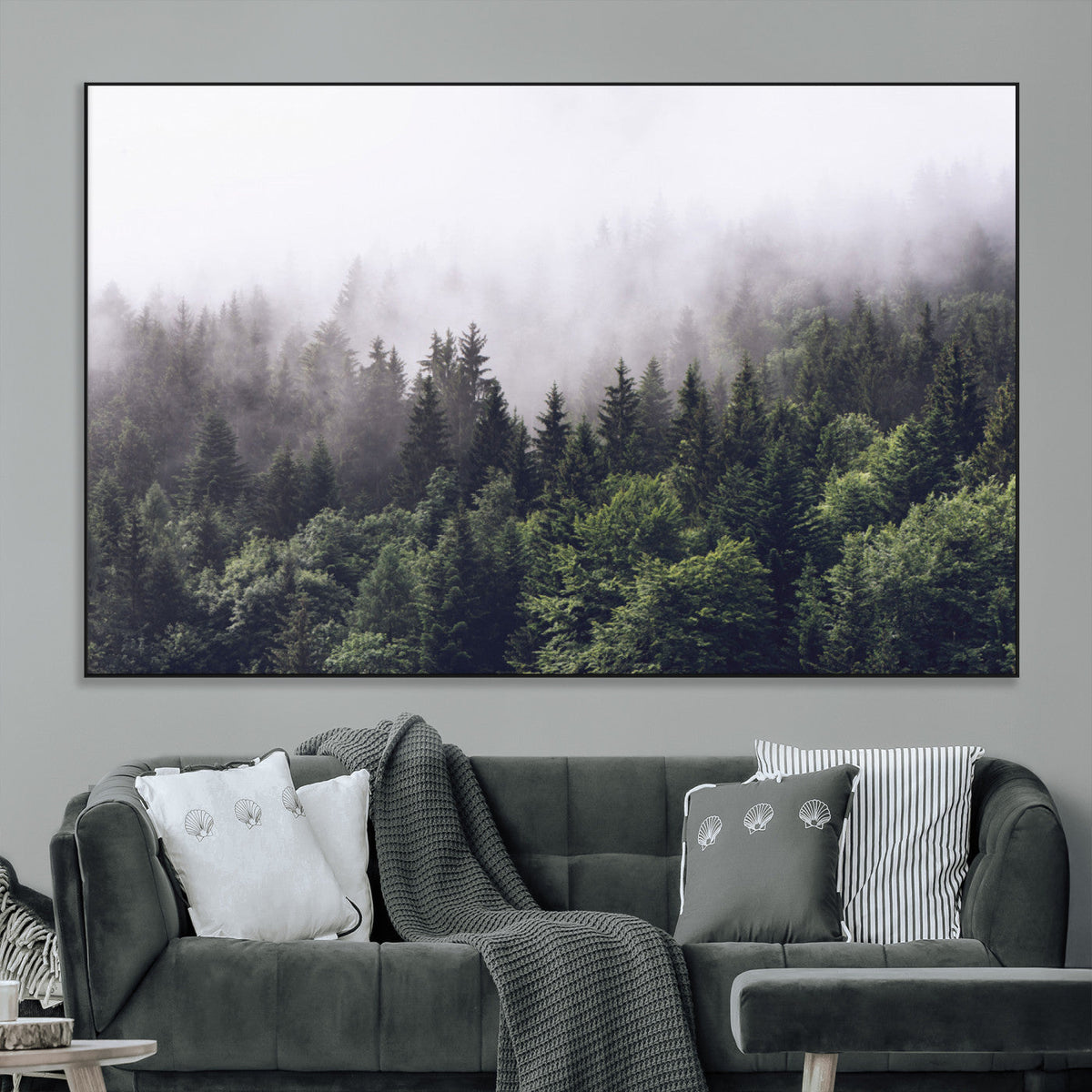 Misty Forest Wall Art | Foggy Forest Canvas Print | Large