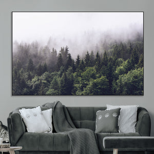 Misty Forest Wall Art | Foggy Forest Canvas Print | Large