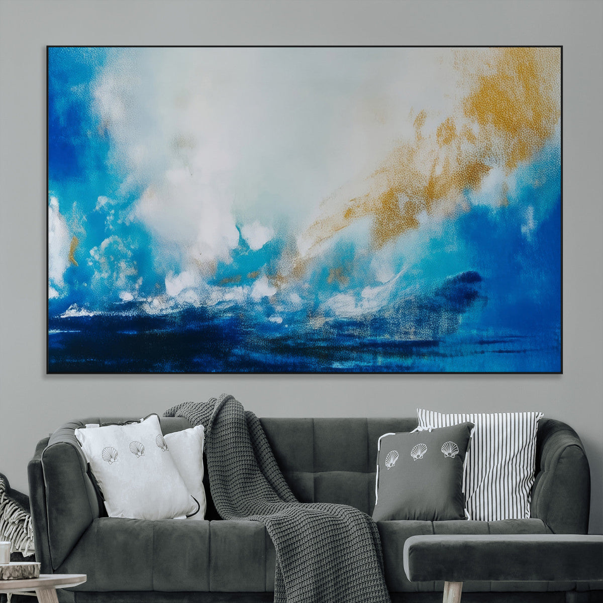 Blue Abstract Print - Dynamic Ocean-Inspired Canvas Wall Art