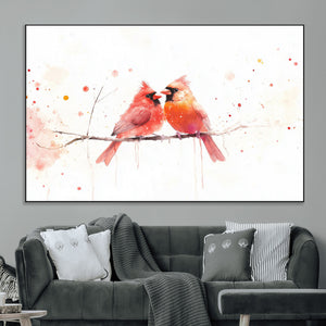 Cardinal Bird Canvas Wall Art - Male and Female Cardinal