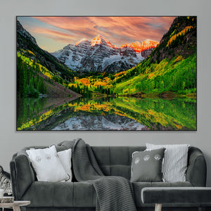 Maroon Bells Lake Wall Art Canvas Print – Framed Majestic