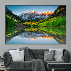 Maroon Bells Lake Wall Art Canvas Print – Framed Majestic