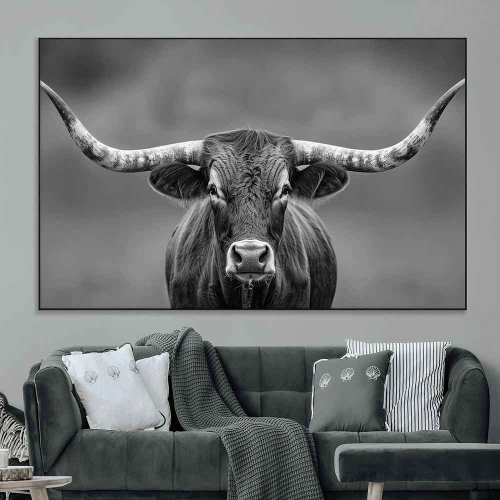 Texas Longhorn Wall Art Canvas Print – Framed Western Bull