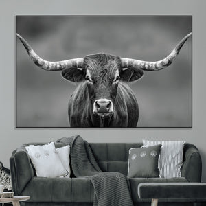 Texas Longhorn Wall Art Canvas Print – Framed Western Bull