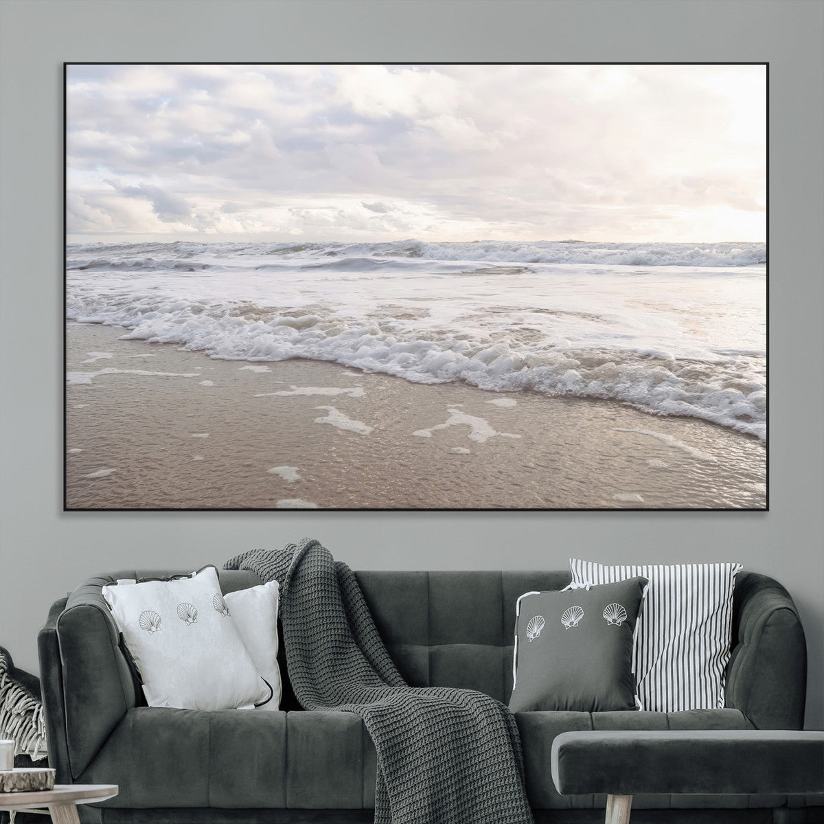 Ocean Waves Wall Art Canvas Print – Framed Coastal Shoreline