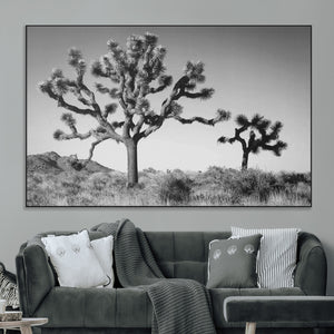 Joshua Tree Wall Art Canvas Print – Framed Monochrome Desert